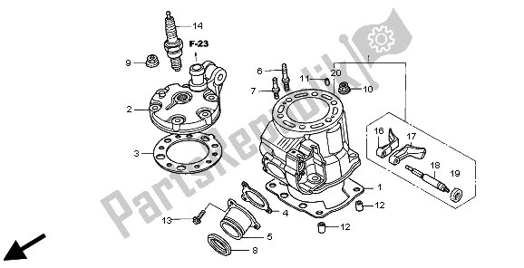 Alle onderdelen voor de Cilinder & Cilinderkop van de Honda CR 250R 2003