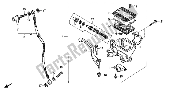 Alle onderdelen voor de Voorremhoofdcilinder van de Honda XBR 500S 1988