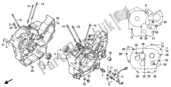 All parts for the Crankcase of the Honda NTV 650 1993