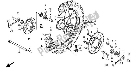 Todas las partes para Rueda Trasera de Honda CR 80 RB LW 1996