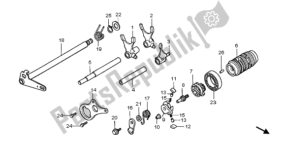 All parts for the Gearshift Drum of the Honda CR 80 RB LW 2000