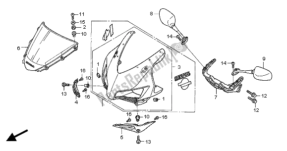 All parts for the Upper Cowl of the Honda CBR 1000 RR 2004