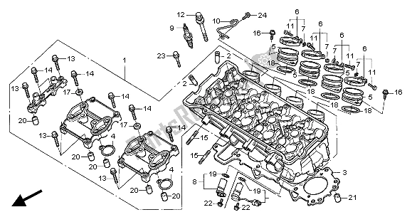 Alle onderdelen voor de Cilinderkop van de Honda CBR 1000 RR 2004