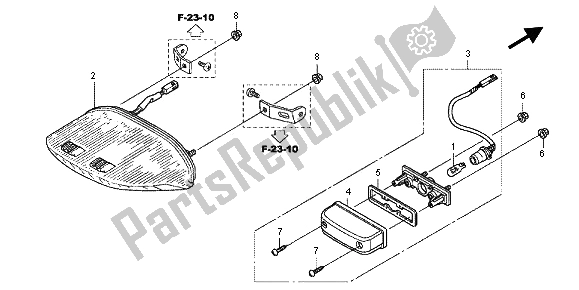 All parts for the Taillight of the Honda CBF 1000 FA 2012