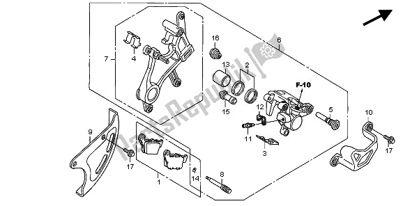 All parts for the Rear Brake Caliper of the Honda CRF 250R 2008