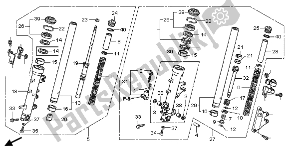 All parts for the Front Fork of the Honda GL 1800A 2001