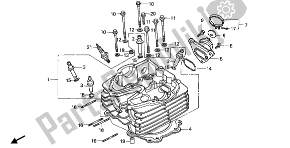 All parts for the Cylinder Head of the Honda XR 600R 1988