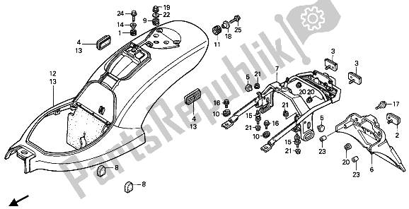 All parts for the Rear Fender of the Honda VT 600C 1990