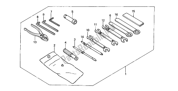 Todas as partes de Ferramentas do Honda NX 250 1988