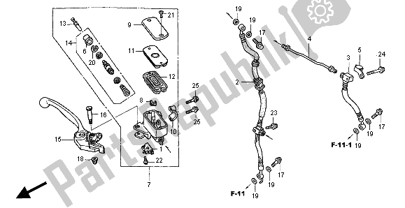 All parts for the Fr. Brake Master Cylinder of the Honda VFR 800 FI 1998