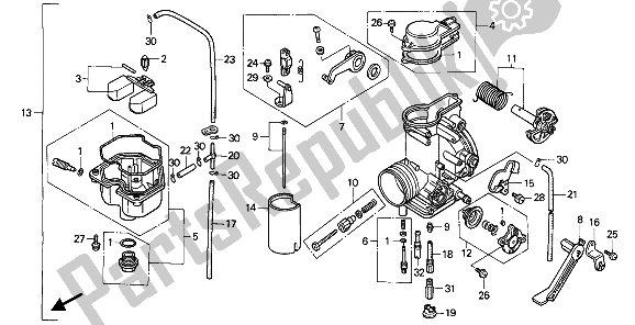 All parts for the Carburetor of the Honda XR 600R 1988