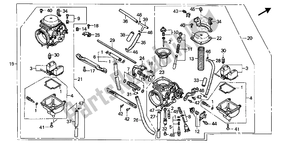 Todas as partes de Carburador do Honda CB 450S 1988