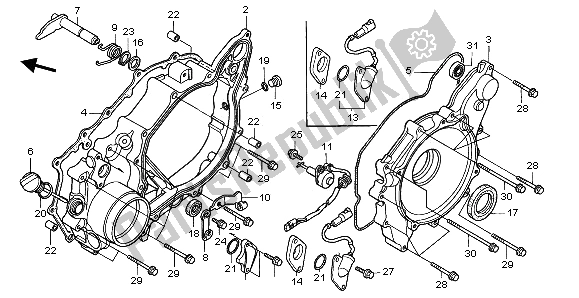 All parts for the Rear Crankcase Cover of the Honda TRX 400 FW Fourtrax Foreman 2002