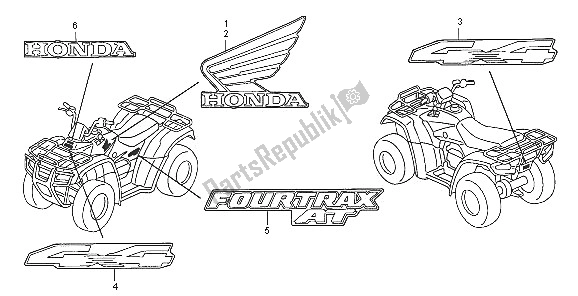 Alle onderdelen voor de Mark van de Honda TRX 400 FA Fourtrax Rancher AT 2005