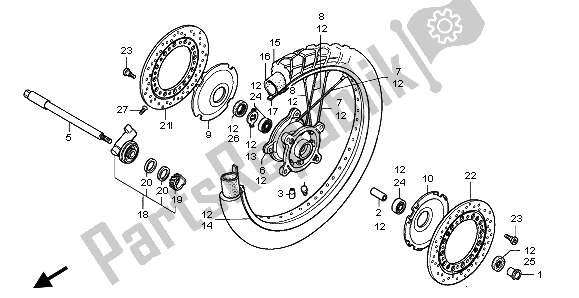 All parts for the Front Wheel of the Honda XRV 750 Africa Twin 1996