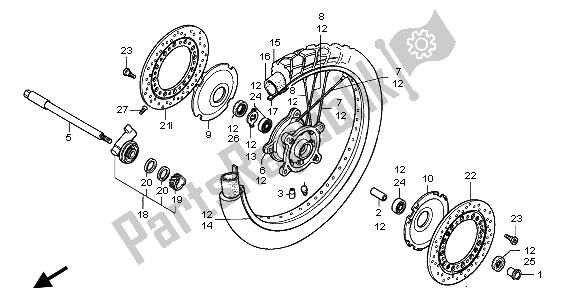 All parts for the Front Wheel of the Honda XRV 750 Africa Twin 1996