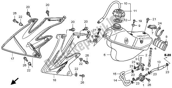 Alle onderdelen voor de Benzinetank van de Honda CRF 450X 2009