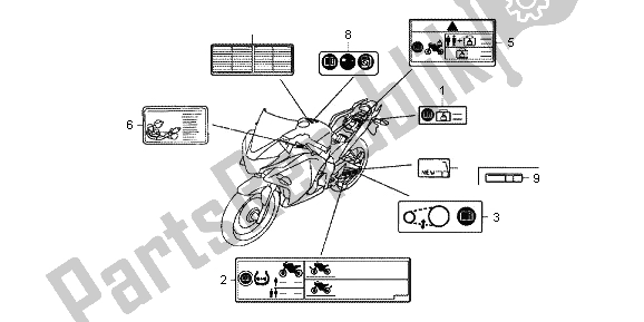 Tutte le parti per il Etichetta Di Avvertenza del Honda CBR 125 RT 2013