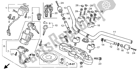 Todas las partes para Manejar Tubo Y Puente Superior de Honda CBF 1000 2009