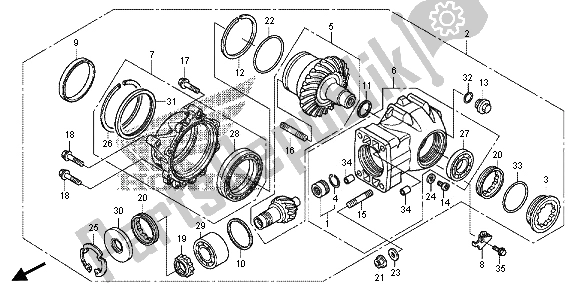 All parts for the Final Driven Gear of the Honda VFR 1200X 2013