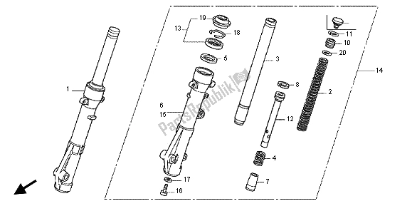 Todas las partes para Tenedor Frontal de Honda WW 125 EX2 2012