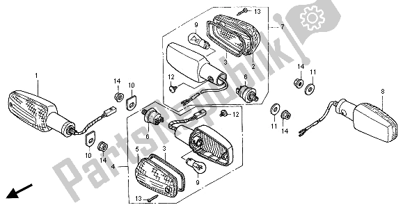 Alle onderdelen voor de Winker van de Honda CB 600F2 Hornet 2001