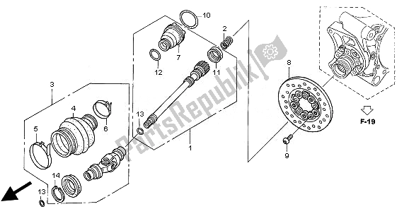 All parts for the Propeller Shaft of the Honda TRX 680 FA Fourtrax Rincon 2010