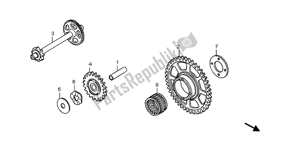 All parts for the Starting Driven Gear of the Honda CB 600 FA Hornet 2011