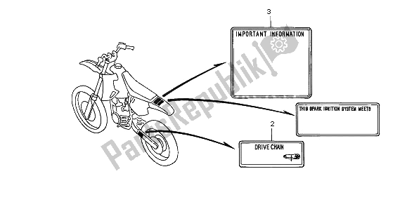 Todas las partes para Etiqueta De Precaución de Honda CR 80 RB LW 1997