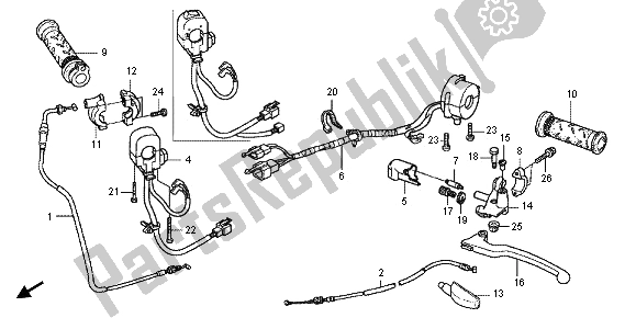 All parts for the Handle Lever & Switch & Cable of the Honda CBR 125 RT 2012