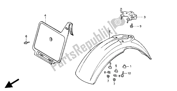 Todas las partes para Guardabarros Delantero Y Matrícula Delantera de Honda XR 80R 1993