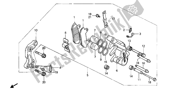 All parts for the Front Brake Caliper of the Honda CMX 450C 1988