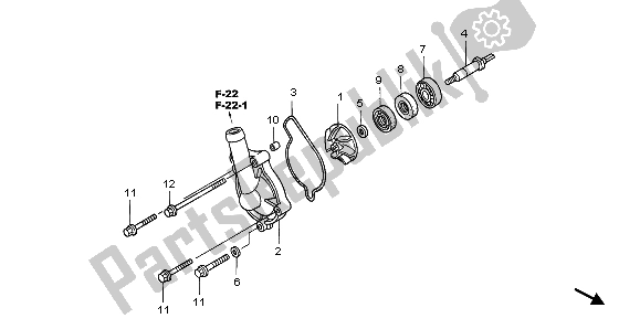 All parts for the Water Pump of the Honda CRF 450R 2007