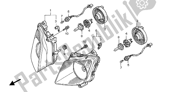 Tutte le parti per il Faro (uk) del Honda VTR 1000 SP 2001