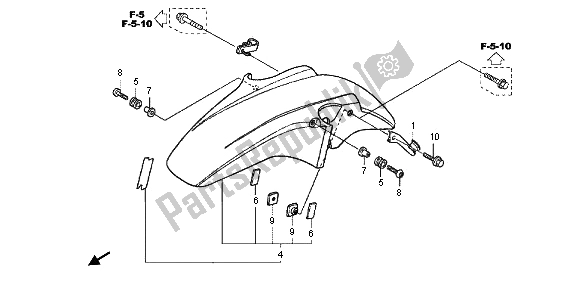 All parts for the Front Fender of the Honda CBF 1000F 2012