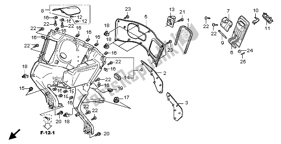 All parts for the Inner Box of the Honda FES 125 2007