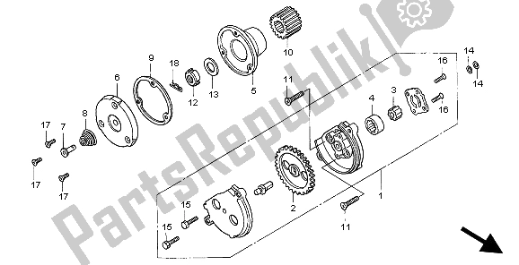 All parts for the Oil Pump of the Honda CLR 125 1999