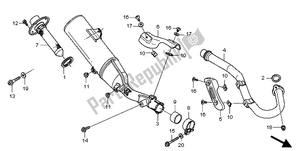 All parts for the Exhaust Muffler of the Honda CRF 250X 2008