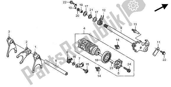 All parts for the Gearshift Drum of the Honda CBR 600 RA 2011