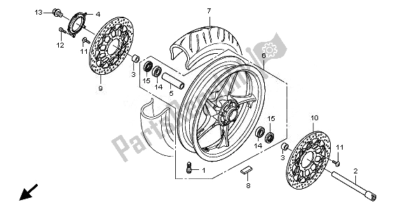 All parts for the Front Wheel of the Honda VFR 1200 FA 2010