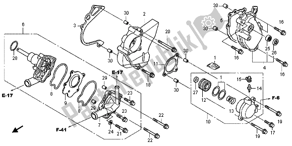 All parts for the Water Pump of the Honda CBF 1000F 2012