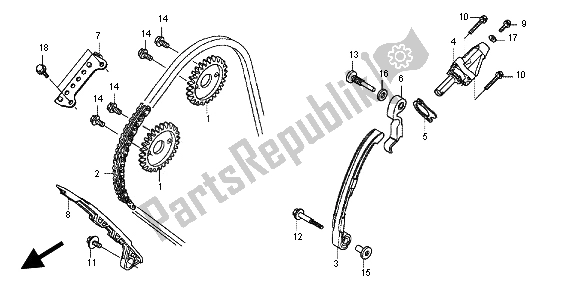 Alle onderdelen voor de Nokken Kettingspanner van de Honda CBR 600 RA 2012