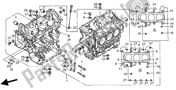 Tutte le parti per il Blocco Cilindri del Honda GL 1500 SE 1998