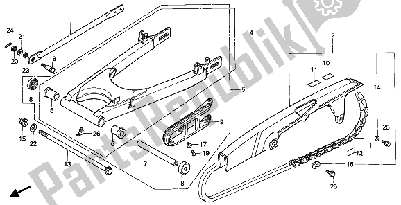 Todas las partes para Horquilla Trasera Y Caja De Cadena de Honda XBR 500 1985