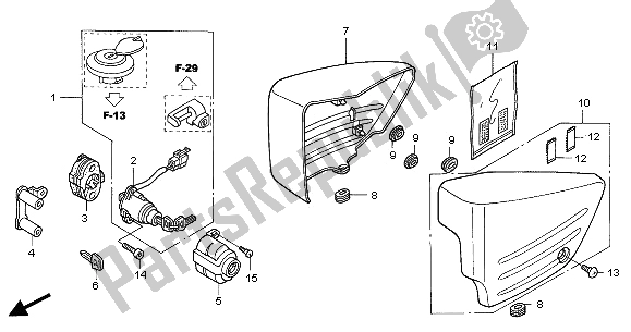 All parts for the Side Cover of the Honda VT 125C2 2001