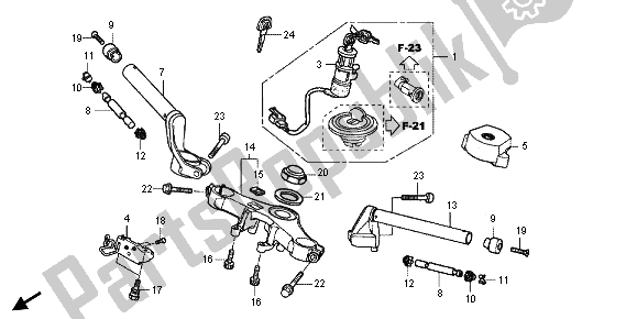 Alle onderdelen voor de Handvatpijp & Hoogste Brug van de Honda CBR 125 RS 2013