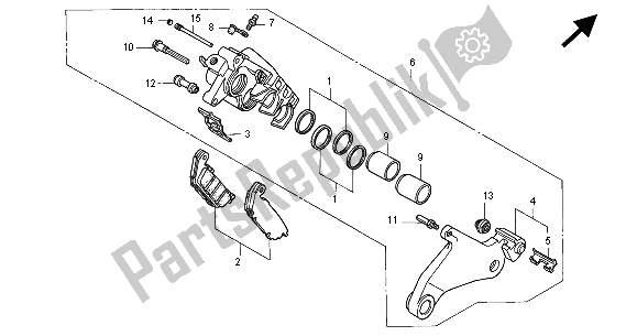 All parts for the Rear Brake Caliper of the Honda ST 1100 2000