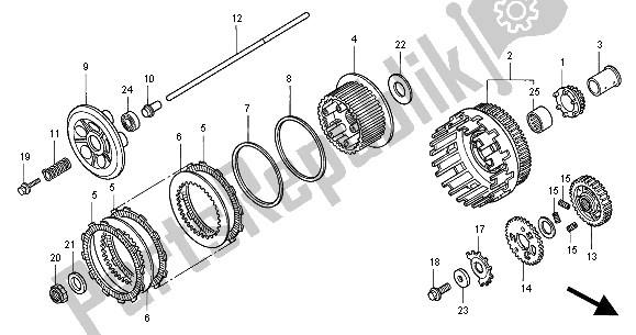 All parts for the Clutch of the Honda VTR 1000F 2000