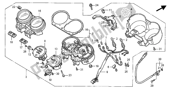 Alle onderdelen voor de Meter (kmh) van de Honda CB 750F2 2001
