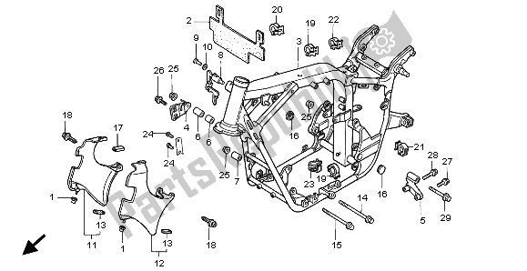 All parts for the Frame Body of the Honda VT 750C2 1999